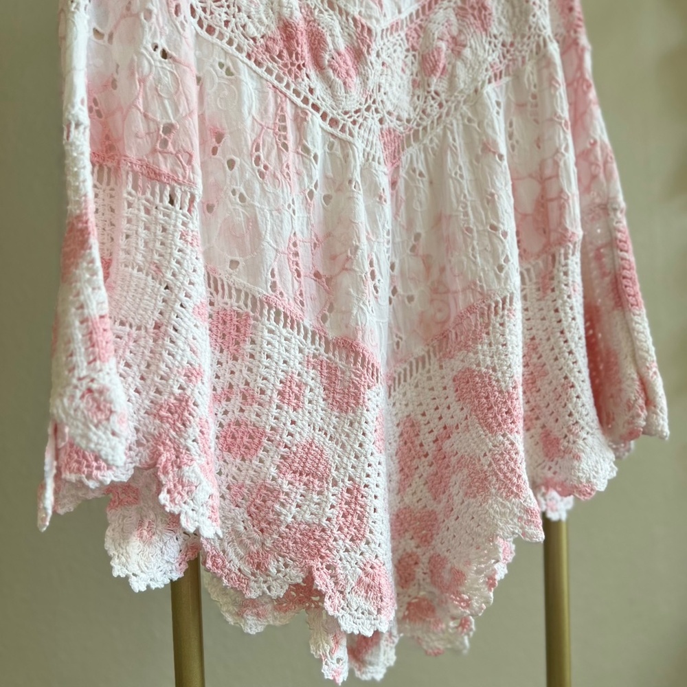 LoveShackFancy Garcelle tie-dyed crochet and broderie midi/maxi skirt size 2 - Picture 7 of 16